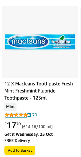 toothpaste on amazon